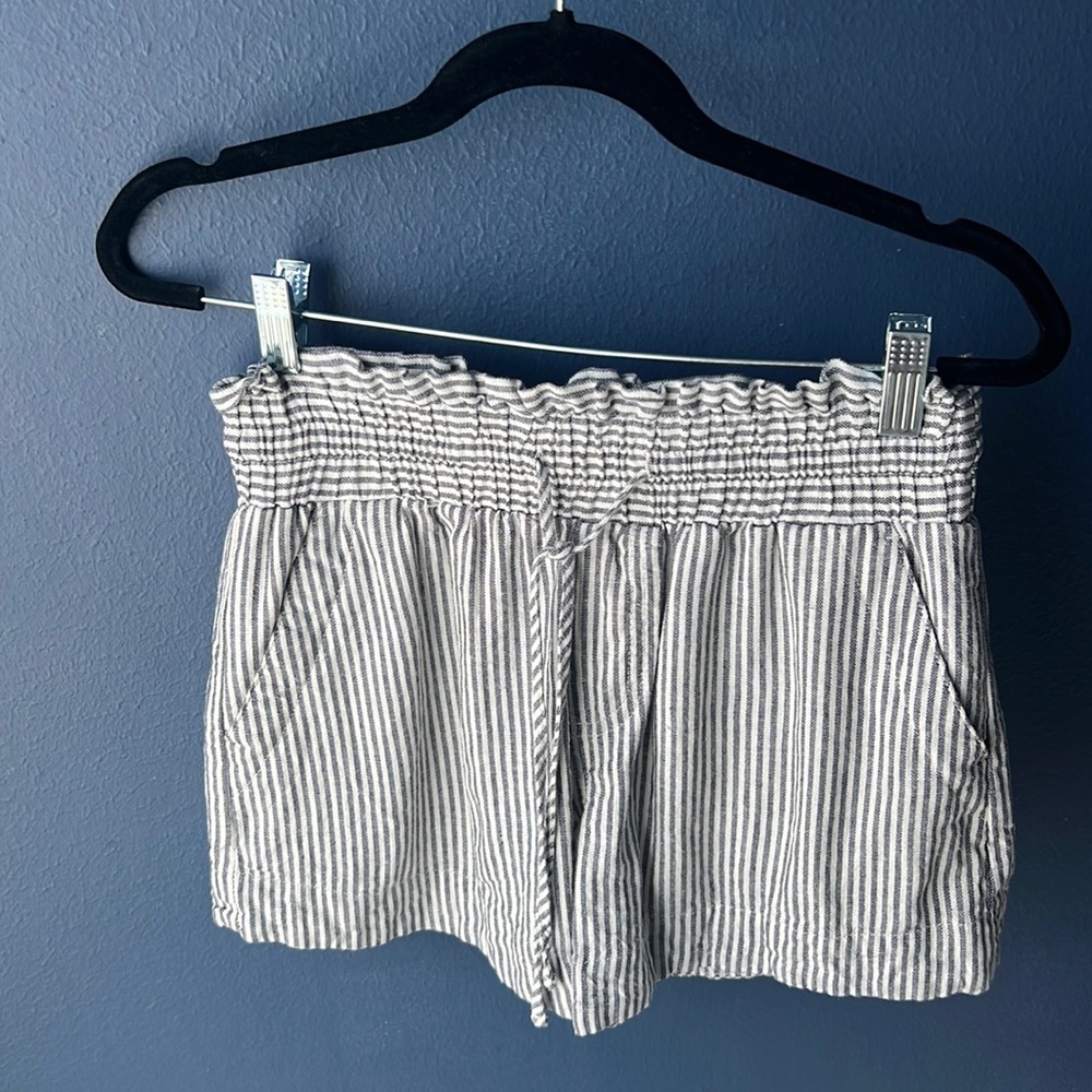 Blue and white pinstripe shorts